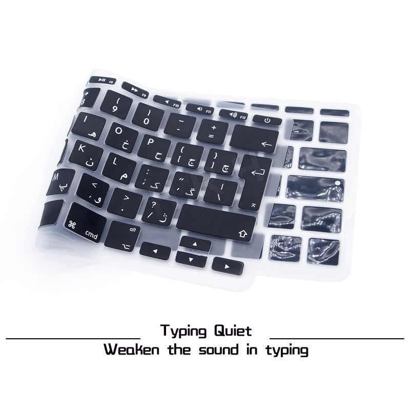 HRH Arabic Language Silicone Keyboard Cover Skin Skin Protector for MacBook Air 11.6 Inch for MacBook 11" A1370 A1465 European/ISO Layout,Black - Image 2